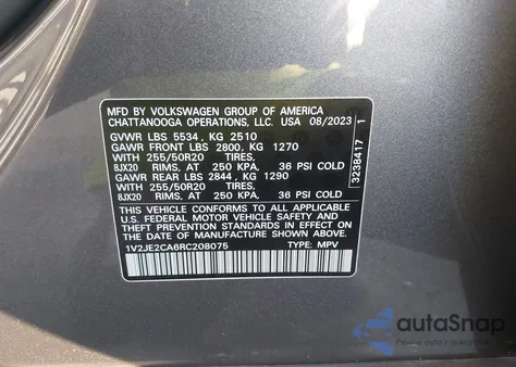 2024 Volkswagen Atlas Cross Sport 2.0T Se W/Technology z USA, uszkodzony, nr VIN 1V2JE2CA6RC208075